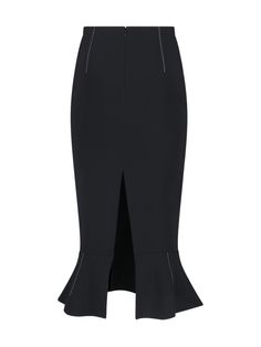 a women's black pencil skirt with an asymmetrical pepolet