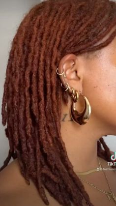 Auburn Color Locs, Ginger And Brown Locs, Brown Locs With Highlights, Ginger Hair Locs, Short Ginger Locs, Ginger Brown Locs, Dark Ginger Locs, Copper Red Locs