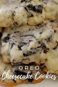 oreo cheesecake cookies stacked on top of each other