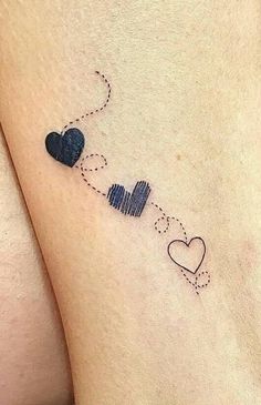 a small tattoo with two hearts on it