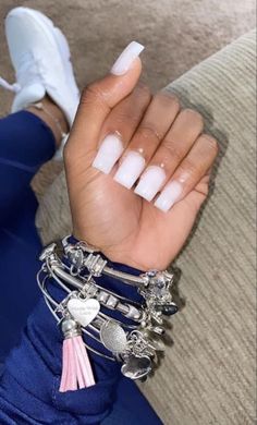 Nail Inspo First Day Of School, 8th Grade Nails, High School Nails, First Day Of School Nails Acrylic, First Day Of School Nails, Drip Nails, Colored Acrylic Nails, White Acrylic Nails, Work Nails