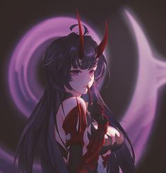 an anime character with horns on her head