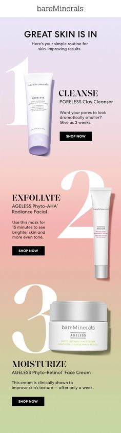 Bareminerals email newsletter Skincare Edm Design, Skincare Newsletter Design, Beauty Email Marketing, Discount Ads Design, Beauty Newsletter Design, Makeup Email Design, Cosmetics Email Design