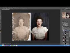 an old photo of a woman in white shirt next to another photograph of a woman with short hair