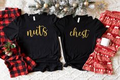 Chest And Nuts Couples Christmas T-shirt, Funny Christmas Shirt, Matching Couple Christmas Shirts, Funny Saying Tee, Holiday Tee Thank you for reaching and choosing us! -----How To Order----- 1-) Please, check and review all photos. 2-) Choose your t-shirt size and color. 3-) Click add to cart. You can go back to add more product. 4-)Click "Proceed to check out". 5-)When you check out, you can add a note to seller for any request. ---------- Product ---------- * 6.1 oz./yd² (US), 10 oz/L yd (CA), 100% ring spun cotton, 30 singles. * Garment dyed for that lived in feel and almost no shrinkage at home. * Soft ring spun cotton fabric with 100% cotton threads. * Relaxed fit. * Topstitched, classic width, rib collar. * Shoulder to shoulder twill tape. * Signature twill label. * Made With Respec Christmas Shirts Funny, Couples Christmas, Matching Christmas Shirts, Couple Christmas, Matching Couple, Funny Christmas Shirts, Christmas Couple, Shirts Funny, Christmas T Shirt