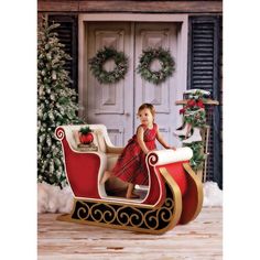 This Sleigh is great for posing children or families. Combine the sleigh with any Christmas themed printed backdrop to create a unique look. Hand made and painted with no detail overlooked. This is a very large prop and must be delivered via truck freight. Each item is made to order so please allow up to 3 weeks of production plus transit times. Overall Dimensions 53" L x 26.5" W Seat area measures 20" H x 12" L Floor area measures 22" L x 26.5" W SKU: SLEIGH-1 Santa Sleigh Photoshoot, Christmas Sleigh Photoshoot, Sleigh Diy Christmas, Sleigh Photo Prop, Diy Sleigh, Sleigh Decor, Christmas Sleigh Decorations, Decor With Flowers, Santa Phone