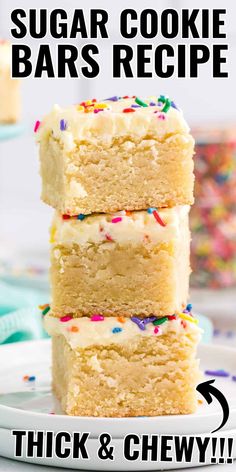 three sugar cookie bars stacked on top of each other