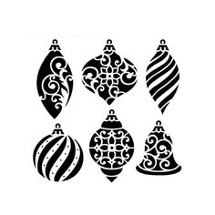 christmas ornaments stencils are shown in black and white, with swirly designs on them