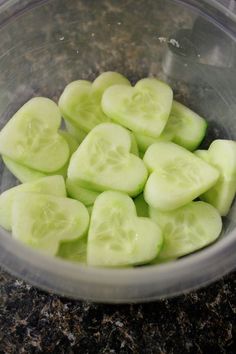 a bowl filled with cucumbers sitting on top of a counter next to an instagram page