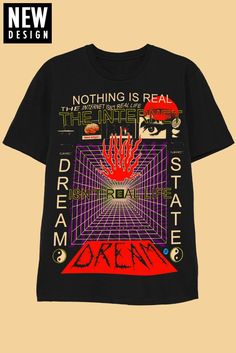 Graphic T Shirts Aesthetic, Trippy Shirts, Streetwear Graphic Tees, Art Merchandise, Streetwear Shirts, Heart Clothes, Printed Clothing