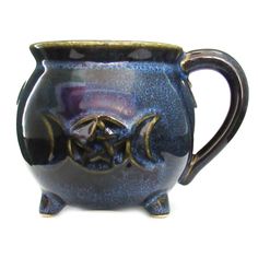 Triple Moon Cauldron Ceramic Mug Ceramic Cauldron Pottery, Ceramic Cauldron, Chakra Lotus, Pirate Treasure Chest, Glaze Colors, Pirate Treasure, Pottery Inspiration, Altar Cloth, Triple Moon