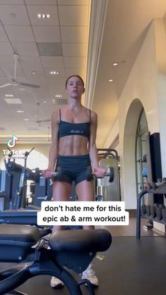 Arm Workout Equipment, Workouts That Took Me From This To This, Short Workout Routine, Arm And Ab Workout At Home, Gym Workouts For Abs Flat Stomach Machines, Arm Routine For Women Gym, Ab Motivation Women, Treadmill Arm Workout, Lean Gym Workout Plan Woman