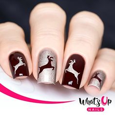 Deer Stencil, Deer Nails, Up Nails, Metallic Nail Polish, Metallic Nails