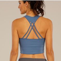 Buy More! Save More!

 
   





	
		
			Size
			Bust Stretch 
			Length
		
		
			CM
			INCH
			CM
			INCH
		
		
			S
			56
			22
			17
			6.69
		
		
			M
			60
			23
			18
			7.08
		
		
			L
			64
			25
			19
			7.48 Blue Sleeveless Sports Bra For Gym, Blue Sleeveless Activewear With Built-in Bra, Blue Sports Bra With Straps For Gym, Fitted Strappy Activewear For Summer, Blue Seamless High Stretch Sports Bra, Blue Seamless Sports Bra With High Stretch, Fitted Casual Sports Bra With Straps, Blue High Stretch Sleeveless Top, Fitted Strappy Gym Tops