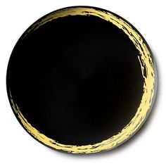 a black and gold plate on a white background