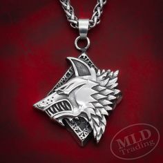 I just added a new item to eBay, Stainless Steel Direwolf Pendant Necklace - Spiga Chain - Bold Unisex Accessory! #eBay #eBaySeller Silver Gothic Box Chain Jewelry, Collectible Themed Jewelry Pendant, Collectible Themed Pendant Jewelry, Silver Themed Pendant Jewelry, Themed Silver Pendant Jewelry, Viking Style Silver Wolf Design Jewelry, Viking Style Silver Jewelry With Wolf Design, Nickel-free Stainless Steel Dog Tag, Themed Metal Pendant Jewelry