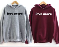 "Love More Hoodie, Love Shirt, Cute Love Shirt, Romantic Shirt, Love Shirt, Valentines Shirt, Women Love Shirt, Gift For Love, BLACK TEXT is used by White, Sand, and Athletic Heather. WHITE TEXT is used by Other Colored Shirts. GILDAN Unisex hoodies are made of premium quality material. The garment Gildan Heavy Blend fits perfectly and feels soft and comfortable. The colours of vinyl and the garment can be chosen according to your taste. We care about: - You, therefore our vinyl was certified by Wedding Sweatshirts, Bride Tee, Mrs Sweatshirt, Bridal Shirts, Gift For Love, Justice Shirts, Halloween Hoodie, Bride Shirts, Bachelorette Party Shirts