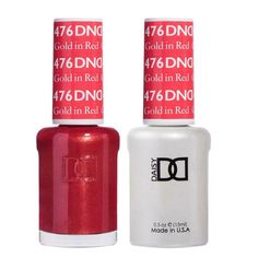 DND Gel & Lacquer  Gold In Red #476 Gel polish and matching varnish Dnd Red, Dnd Polish, Nails Stronger, Dnd Gel Nail Polish, Dnd Nail Polish, Red Mars, Luminous Nails, Dnd Gel Polish, Daisy Nails