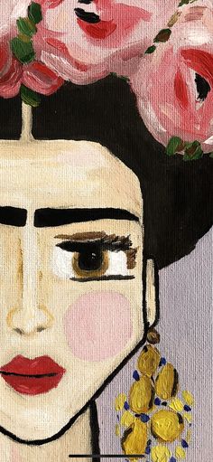 a painting of a woman with flowers on her head