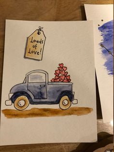 a drawing of a truck with flowers in the back and a price tag on it