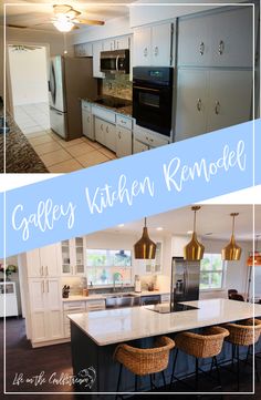 the kitchen is clean and ready to be used as a dining room or living room