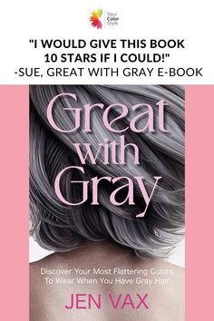 Do you feel like colors that used to look great on you now feel "off"? Are you growing out your gray hair and are worried that your colors will change? Maybe you're afraid that your gray hair will age you? This book will help you understand the types of colors that will be in harmony with your overall tones and gray hair. Your gray hair is beautiful and finding colors that work with with your gray hair should not be a struggle. Learn more about this amazing book here! Grey Hair For Warm Skin Tones, Color Analysis Quiz, Grey Hair And Glasses, Grey Hair Transformation, Salt And Pepper Hair, Grey Hair Inspiration, Olive Skin Tone, True Summer, Warm Skin Tone