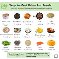 an info sheet describing the ways to meet babies iron needs for their baby's diet