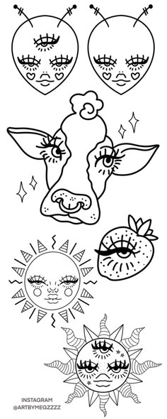 an adult coloring page with cartoon faces and hearts in the middle, one is black and white