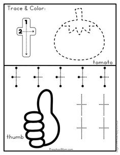 trace and color worksheet for preschool