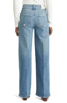 A loose, full-length column silhouette ensures a laid-back look in these high-rise jeans made from PAIGE VINTAGE low-stretch denim. 31 1/2" inseam; 21" leg opening; 11" front rise; 15" back rise (size 29) Zip fly with button closure Five-pocket style 99% cotton, 1% polyurethane Machine wash, line dry Imported High Waist Wide Leg Jeans, High Rise Jeans, Leg Jeans, Wide Leg Jeans, Stretch Denim, Full Length, Wide Leg, Nordstrom, High Waisted