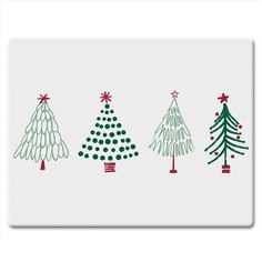 three christmas trees on a white background