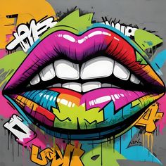 Pop Lips - Bold Expression - 20x20 - Framed Posters Pop Art Text, Crazy Decor, Swag Pictures, Neon Patterns, Cool Pop Art, Love Pop Art, Lip Artwork, Pop Art Lips, Abstract Pop Art