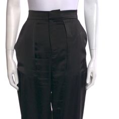 100% Poly Made In Colombia Dry Clean Only Zip Fly With Dual Hook And Bar Closure Side Slip Pockets Satin Crepe Fabric With Buttoned Tab At Cuffs Item Not Sold As A Set 18" At The Knee Narrows To 14" At The Leg Opening Jumpsuit Trousers, Tapered Pants, Crepe Fabric, The Knee, Pant Jumpsuit, Pants For Women, Dry Clean, Trousers, Satin