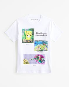 a white t - shirt with an image of the little mermaid and other cartoon characters on it