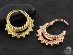 Beaded Afghan Septum Clicker Girl Jewelry, The Thing, Gold Bracelet, Nose Ring, Ring, Gold, Quick Saves, Black