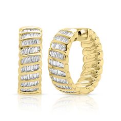 18k gold baguette diamond Zoe hoop earrings 2.13ct diamonds   #AKEBDZOE- Baguette Diamond, Earrings Collection, Initial Necklace, Ring Bracelet