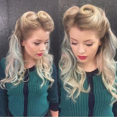 What's Old Is New Again! V is for Victory Rolls by @manderyo hotonbeauty.com vintage hairstyle blonde hair color Rockabilly Mode