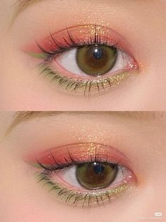 Pink Green Eye Makeup, Christmas Eyeshadow, Make Up Gold, Maquillage On Fleek, High Aesthetic, Make Up Inspiration, Dope Makeup