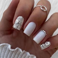 Super Cute And Stylish Ships In 5-10 Business Days Shein Makeup, Glitter Press On Nails, Chic Manicure, Korean Nail Art, Long Press On Nails, Super Cute Nails, Long Lasting Nail Polish, Nail Art For Beginners, Nails Design With Rhinestones