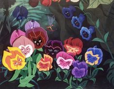 an image of flowers painted on the wall