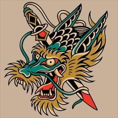 Eldritch Tattoo, Traditional Tattoo Dragon, Traditional Tattoo Outline, Traditional Japanese Tattoo Flash, Dragon Head Tattoo, Traditional Tattoo Inspiration, Traditional Style Tattoo, Traditional Tattoo Sleeve