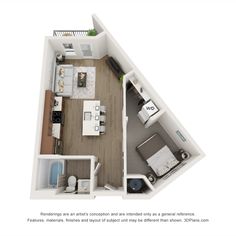 the floor plan for a one bedroom apartment