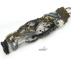 the beaded bracelet is made with various beads