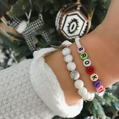 "Brand new to the Louis and Finn shop -- how FUN are these custom beaded name bracelets with colorful letters! All bracelets are a colorful mixture of letter beads as shown. You just pick the color(s) for the band! Use your name, initials, your kiddos, pet names, motivation words, phrases -- options are endless! These also make perfect gifts for -- mamas to be, baby shower, bridal, bachelorette party, best friends, etc. ≫ PRODUCT DETAILS ◈ 1. All letters are capitalized ◈ 2: Use the personalize Word Beaded Bracelets, Party Best Friends, Bracelets Name, Motivation Words, Rainbow Boys, Number Beads, Name Bracelets, Multiple Bracelets, Bridal Bachelorette Party