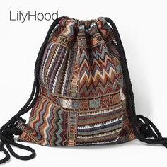 Women Fabric Backpack Gypsy Bohemian Boho Chic Aztec Main Material: Cotton Fabric - Handle/Strap Type: Soft HandleTechnics: Jacquard - Carrying System: Arcuate Shoulder StrapLining Material: Polyester - Item Type: BackpacksBackpacks Type: Softback - Decoration: EmbroideryClosure Type: String - Capacity: Below 20 LitrePattern Type: GEOMETRIC - Interior: Cell Phone PocketBackpack Usage: Daily Backpack to run your errandsCapacity: Below 20 Litre Size: 34.5*39.5cm OR 12.58 * 15.55 inches Bohemian Schick, Cottagecore Bag, Boho Style Accessories, Rucksack Bags, Fabric Backpack, Chic Backpack, Boho Chique, Ethno Style, Ibiza Fashion