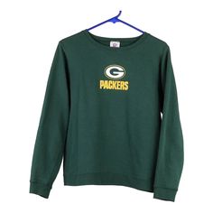 Vintage green Green Bay Packers Nfl Sweatshirt - mens large Green Casual Hoodie For Fan Merchandise, Casual Green Hoodie For Fan Merchandise, Green Sports Hoodie With Crew Neck, Green Crew Neck Sports Hoodie, Green Sports Sweatshirt With Ribbed Cuffs, Green Sweats For Sports In Fall, Green Sweats For Fall Sports, Green Screen Print Sweatshirt For Streetwear, Green Sweatshirt With Ribbed Cuffs For Sports