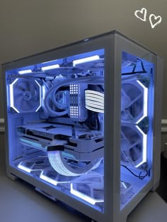 the inside of a computer case is lit up