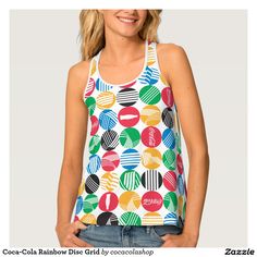 Coca-Cola Rainbow Disc Grid Tank Top Fashion, Rainbow, For Men, Tank Tops, Women's Top, Clothes, Design