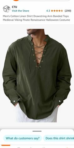 Medieval Pirate, Medieval Shirt, Pirate Shirt, Viking Shirt, Pirate Fashion, Pirate Shirts, Laced Up Shirt, Linen Shirts, Linen Shirt Men