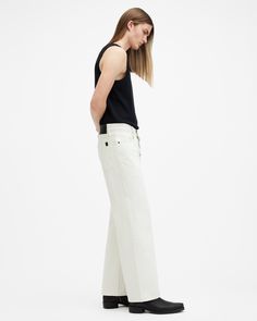 Loosen up with the Lenny Jeans. A new fit around here, they're wide in the leg with straight shaping offering ease and versatility to the fit. The organic cotton fabric takes its construction cues from grunge-inspired silhouettes for an authentic, but elevated take. Complete with five pockets, the Lenny are an instant classic that lend well to smarter dressing as well as casual days.   In honor of our 30th anniversary, we've relaunched the AllSaints denim collection. Get to know the core staples – we've made them even better than before. These jeans are designed to be loose fitting Wear two ways: high on the waist for a neat straight fit, low on the waist for a relaxed look Button closure High-rise Five pocket construction Straight wide leg Reinforced belt loops Reinforced back pockets Ram Allsaints Relaxed Fit Cotton Bottoms, Everyday Straight Cotton Flare Jeans, Casual Spring Allsaints Bottoms, Allsaints Relaxed Fit Straight Leg Bottoms, Allsaints Straight Leg Relaxed Fit Bottoms, Allsaints Straight Leg Bottoms Relaxed Fit, Allsaints Relaxed Fit Bottoms For Spring, Fitted Allsaints Bottoms For Spring, Allsaints Cotton Bottoms For Spring